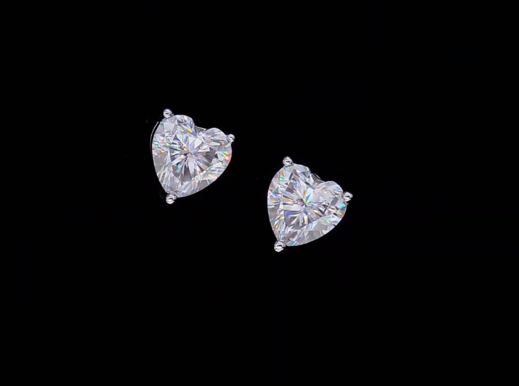Classic heart cut  solitaire earrings