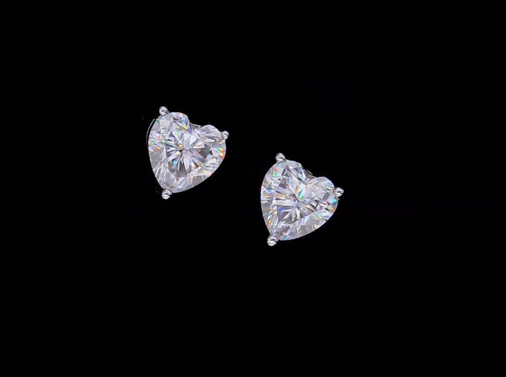 Classic heart cut  solitaire earrings