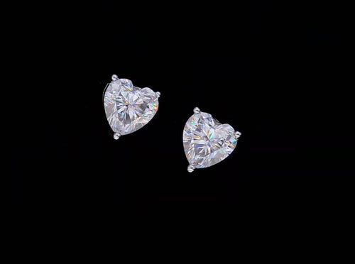 Classic heart cut  solitaire earrings