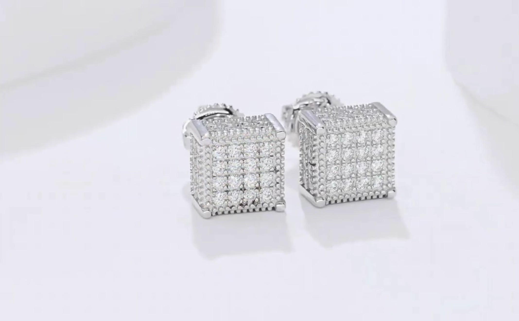 Cubic shape screw back earrings stud for men